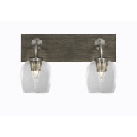 Oxbridge 2 Light Bath Bar In Graphite & Painted Distressed Wood-Look Metal Finish With 6