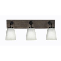 Oxbridge 3 Light Bath Bar In Matte Black & Painted Distressed Wood-Look Metal Finish With 4.5