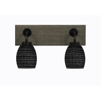 Oxbridge 2 Light Bath Bar In Matte Black & Painted Distressed Wood-Look Metal Finish With 5