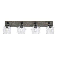 Oxbridge 4 Light Bath Bar In Matte Black & Painted Distressed Wood-Look Metal Finish With 6