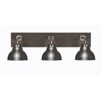 Oxbridge 3 Light Bath Bar In Graphite & Painted Distressed Wood-Look Metal Finish With 7