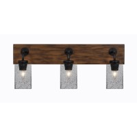 Oxbridge 3 Light Bath Bar In Matte Black & Painted Wood-Look Metal Finish With 4