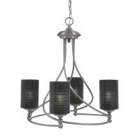 Capri Uplight, 4 Light, Chandelier Shown In Brushed Nickel Finish With 4