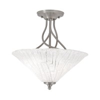 Capri 3 Bulb Semi-Flush Shown In Brushed Nickel Finish With 16