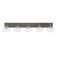 Oxbridge 5 Light Bath Bar In Graphite & Painted Distressed Wood-Look Metal Finish With 7