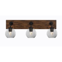 Oxbridge 3 Light Bath Bar In Matte Black & Painted Wood-Look Metal Finish With 5.75