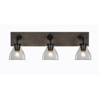 Oxbridge 3 Light Bath Bar In Matte Black & Painted Distressed Wood-Look Metal Finish With 6.25