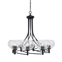 Capri Uplight, 8 Light, Chandelier Shown In Matte Black Finish With 7