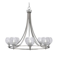 Paramount Uplight, 8 Light, Chandelier In Brushed Nickel Finish With 6