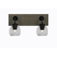 Oxbridge 2 Light Bath Bar In Matte Black & Painted Distressed Wood-Look Metal Finish With 5.75