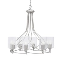 Paramount Uplight, 8 Light, Chandelier In Brushed Nickel Finish With 4