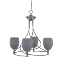 Capri Uplight, 4 Light, Chandelier Shown In Brushed Nickel Finish With 5