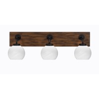 Oxbridge 3 Light Bath Bar In Matte Black & Painted Wood-Look Metal Finish With 5.75