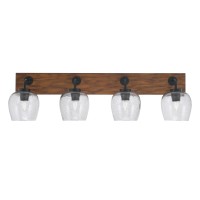 Oxbridge 4 Light Bath Bar In Matte Black & Painted Wood-Look Metal Finish With 6