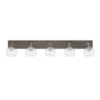 Oxbridge 5 Light Bath Bar In Graphite & Painted Distressed Wood-Look Metal Finish With 5.75