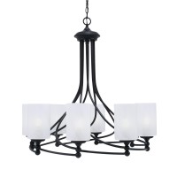 Capri Uplight, 8 Light, Chandelier Shown In Matte Black Finish With 4