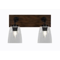 Oxbridge 2 Light Bath Bar In Matte Black & Painted Wood-Look Metal Finish With 4.5