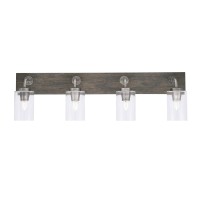 Oxbridge 4 Light Bath Bar In Graphite & Painted Distressed Wood-Look Metal Finish With 4