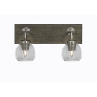 Oxbridge 2 Light Bath Bar In Graphite & Painted Distressed Wood-Look Metal Finish With 5.75