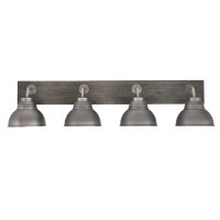 Oxbridge 4 Light Bath Bar In Graphite & Painted Distressed Wood-Look Metal Finish With 7