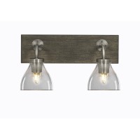 Oxbridge 2 Light Bath Bar In Graphite & Painted Distressed Wood-Look Metal Finish With 6.25