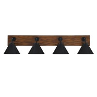 Oxbridge 4 Light Bath Bar In Matte Black & Painted Wood-Look Metal Finish With 7