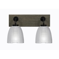 Oxbridge 2 Light Bath Bar In Matte Black & Painted Distressed Wood-Look Metal Finish With 5