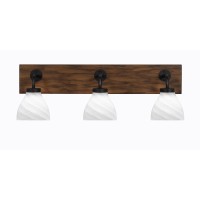 Oxbridge 3 Light Bath Bar In Matte Black & Painted Wood-Look Metal Finish With 6.25