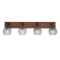 Oxbridge 4 Light Bath Bar In Matte Black & Painted Wood-Look Metal Finish With 6