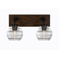 Oxbridge 2 Light Bath Bar In Matte Black & Painted Wood-Look Metal Finish With 6