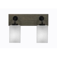 Oxbridge 2 Light Bath Bar In Matte Black & Painted Distressed Wood-Look Metal Finish With 4