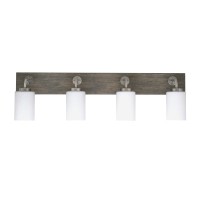 Oxbridge 4 Light Bath Bar In Graphite & Painted Distressed Wood-Look Metal Finish With 4