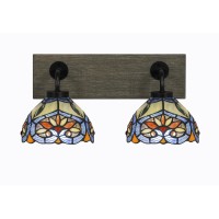 Oxbridge 2 Light Bath Bar In Matte Black & Painted Distressed Wood-Look Metal Finish With 7