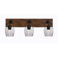 Oxbridge 3 Light Bath Bar In Matte Black & Painted Wood-Look Metal Finish With 6