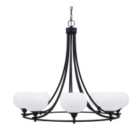 Paramount Uplight, 8 Light, Chandelier In Matte Black Finish With 7