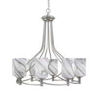 Capri Uplight, 8 Light, Chandelier Shown In Brushed Nickel Finish With 4