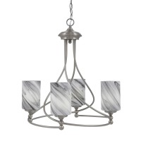 Capri Uplight, 4 Light, Chandelier Shown In Brushed Nickel Finish With 4