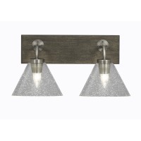 Oxbridge 2 Light Bath Bar In Graphite & Painted Distressed Wood-Look Metal Finish With 7