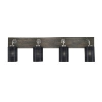 Oxbridge 4 Light Bath Bar In Graphite & Painted Distressed Wood-Look Metal Finish With 4