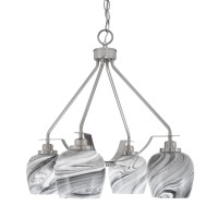 Odyssey Downlight, 4 Light, Chandelier In Brushed Nickel Finish With 6