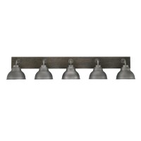 Oxbridge 5 Light Bath Bar In Graphite & Painted Distressed Wood-Look Metal Finish With 7