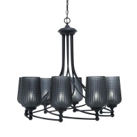 Capri Uplight, 8 Light, Chandelier Shown In Matte Black Finish With 5