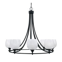 Paramount Uplight, 8 Light, Chandelier In Matte Black Finish With 6