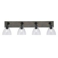 Oxbridge 4 Light Bath Bar In Matte Black & Painted Distressed Wood-Look Metal Finish With 6.25