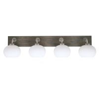 Oxbridge 4 Light Bath Bar In Graphite & Painted Distressed Wood-Look Metal Finish With 7