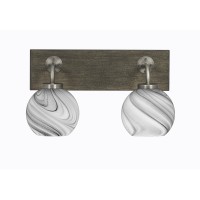 Oxbridge 2 Light Bath Bar In Graphite & Painted Distressed Wood-Look Metal Finish With 5.75