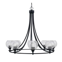 Paramount Uplight, 8 Light, Chandelier In Matte Black Finish With 5.75