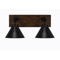 Oxbridge 2 Light Bath Bar In Matte Black & Painted Wood-Look Metal Finish With 7