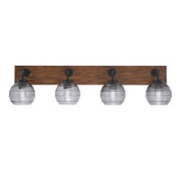 Oxbridge 4 Light Bath Bar In Matte Black & Painted Wood-Look Metal Finish With 6