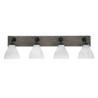 Oxbridge 4 Light Bath Bar In Matte Black & Painted Distressed Wood-Look Metal Finish With 6.25